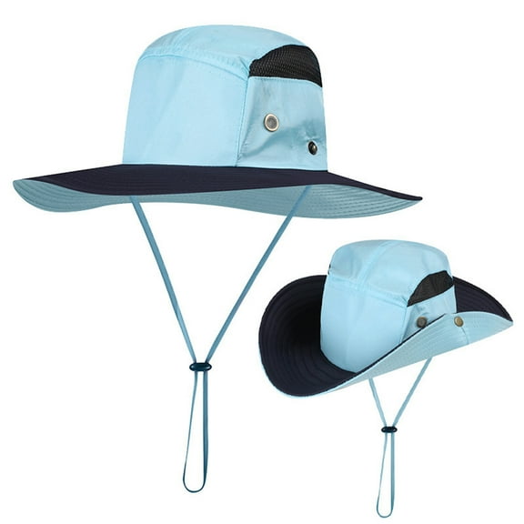 iHPH7 Hiking Cap Mens Bucket Hats for Sun Protection Packable Bucket Hats for Women Bucket Hat with Strings Hiking Hat, Blue One Size