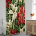 thumbnail image 3 of Christmas Poinsettias Fun Shower Curtain for Bathroom Shower Curtain Set with 12 Hooks Waterproof Fabric Bath Curtain for Bathtub Restroom Decor, 72 X 72 in, 3 of 6