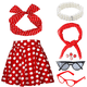 thumbnail image 5 of Disfraces de los años 50 para mujer, falda de línea A de punto negro retro de los años 50 con accesorios, traje de Halloween, disfraces de cosplay, 5 of 5