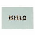 thumbnail image 1 of Dachshund Cutting Board, Dachshund Puppies Spelling the Word Hello Animal Font Design, Decorative Tempered Glass Cutting and Serving Board, Small Size, Brown Caramel Taupe, by Ambesonne, 1 of 1