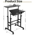 thumbnail image 2 of CZMJY Mobile Stand Up Desk, Height Adjustable Home Office Desk with Standing & Seating 2 Modes, Tilting Tabletop & Flexible Wheels, Rolling Laptop Cart Sit Stand Desk (Black), 2 of 9