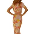 thumbnail image 2 of SAYOO , vestido ajustado largo estampado de verano para mujer, manga corta, estampado elegante, cuello redondo, fiesta, playa, vacaciones, ropa de calle SAYOO casual, 2 of 9