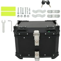labwork 45L Motorcycle Top Case Tail Box with Mounting Plate Hard Aluminum Alloy Watertightness Security Lock Against Theft Black Metal Motorcycle Trunk Tour Tail Box