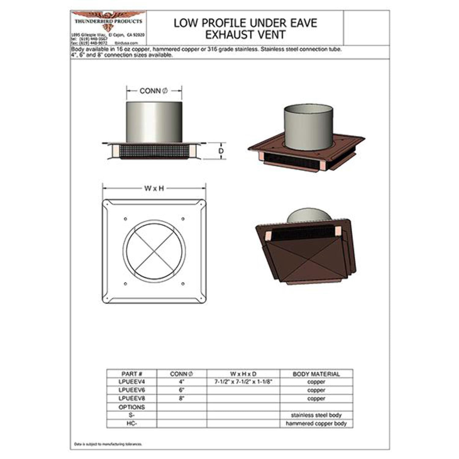 Stainless Steel Low Profile Under Eave Exhaust Vent