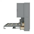 thumbnail image 6 of Queen Size Murphy Bed with Desk and Closet, Modern Foldable Wall Bed with Drawers and Shelves, Space-Saving Folding Murphy Bed, No Box Spring Needed, Gray, 6 of 9