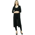 thumbnail image 4 of Bimba Women Spandex Soft Drape Long Shrug Cardigan 3/4 Sleeve Casual Longline Coverup Black, 4 of 5