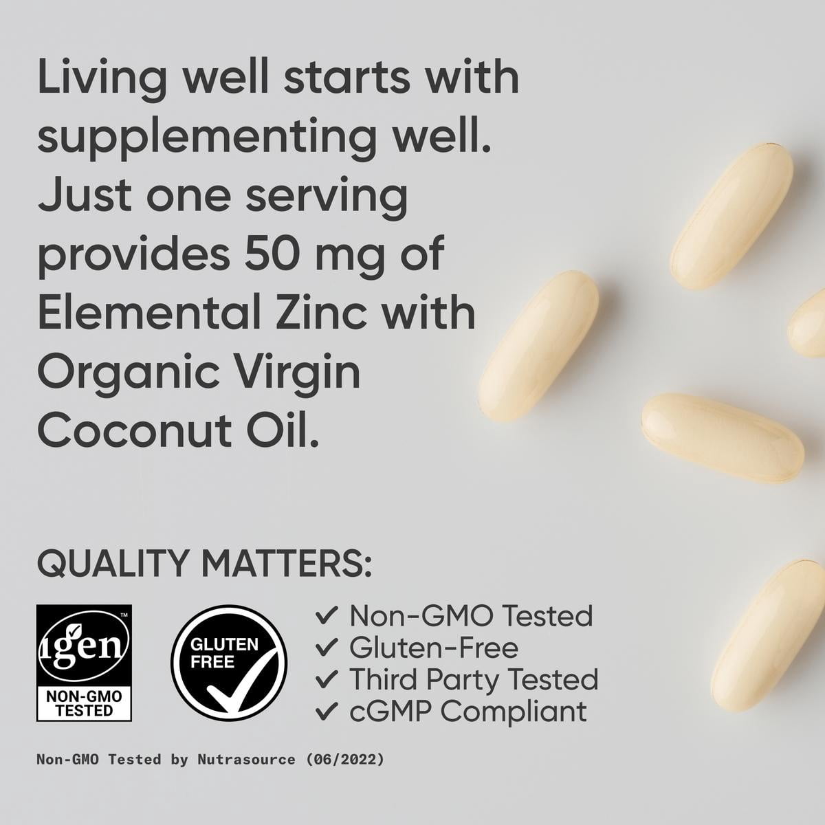 Sports Research® Zinc Picolinate 50mg with Organic Coconut Oil Highly Absorbable Zinc Supplement (120 Softgels)