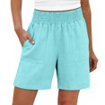 thumbnail image 3 of Womens Lightweight Shorts Summer Casual Loose Trendy Pants Elastic Waist Comfy Shorts by Yigetop Sky Blue L, 3 of 6