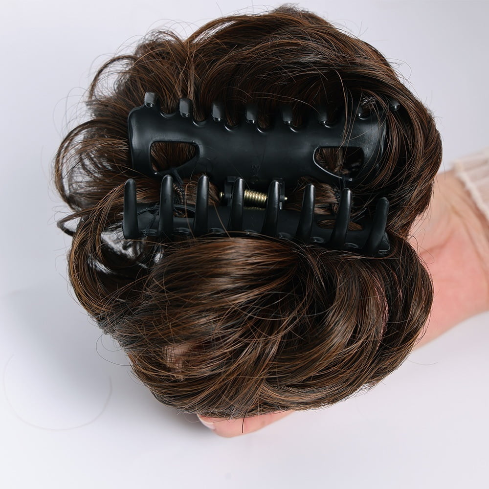 Messy Bun Hair Piece Curly Wavy Claw Clip Synthetic Fake Buns Hair Extensions for Women Daily Wear