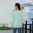 thumbnail image 5 of Kagetolytai Womens Tops Women's V+ Round-neck 3/4 Sleeve Solid Color Top Summer Tops for Women 2024 Blue S, 5 of 5