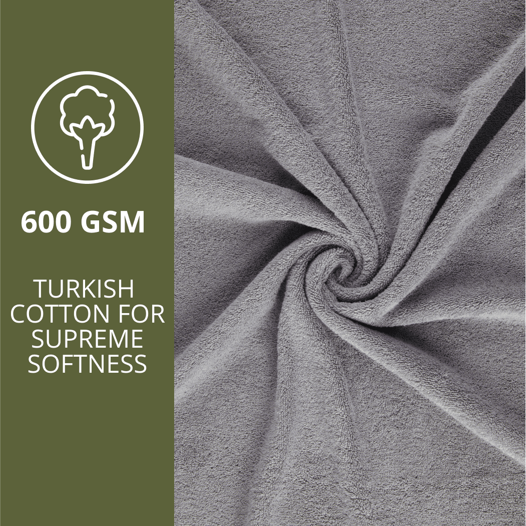 HOME ESSENTIALS 100% Cotton Luxury Turkish Bath Towels Set of 4, 600 GSM  Super Absorbent Towels 27"x54", Lightweight Travel Towel, Quick Dry Towels for Spa, Hotel Bathroom Essentials, Grey