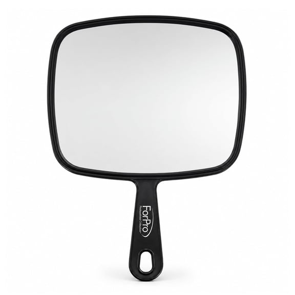 ForPro Extra Large Hand Mirror with Handle, 9” W x 12” L, Multi-Purpose Handheld Mirror with Distortion-Free Reflection, Black