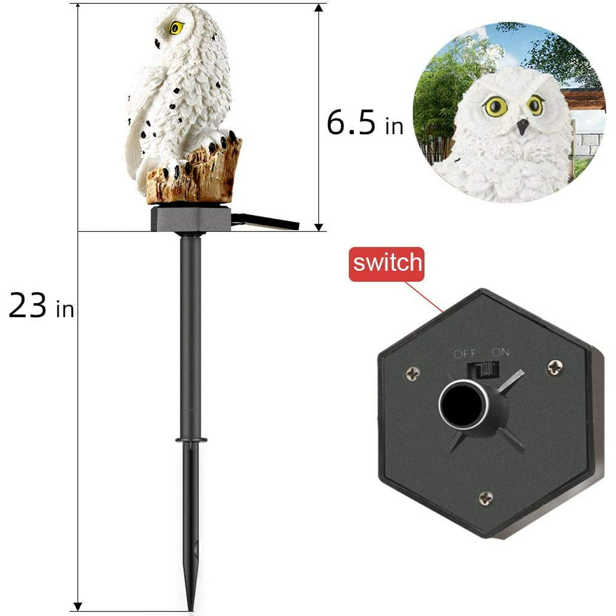 Garden Solar Lights Outdoor Decorative Resin Owl Solar LED Lights with Stake for Garden Lawn Pathway Yard Decortions - image 5 of 8