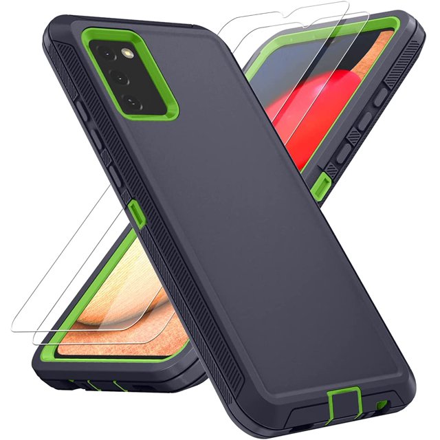 FFIY Compatible with Samsung A02S Case,Galaxy A02S Case with HD Screen Protector (2 Pack),Samsung Galaxy A02S Case Durable Shockproof Dustproof 3-Layer Cover for Samsung A02S Phone Case (Black)