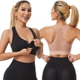 thumbnail image 4 of Bosfbaoi Women's Plus Size Sports Bras Solid Color Zip-Front High Impact Support Sports Bra Racerback Mesh Breathable Wirefree Sports Bras, 4 of 5