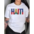 thumbnail image 2 of Camiseta cómoda para mujer con letras en negrita "HAITÍ". Ideal para adultos, hombres, mujeres, adolescentes y jóvenes. Camiseta deportiva informal., 2 of 7