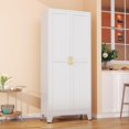 thumbnail image 2 of 75” Tall Pantry Cabinet, Metal Kitchen Storage Cabinet with 2 Doors and 5 Adjustable Shelves, White Storage Cabinet Cupboard for Kitchen, Dining Room, Living Room and Bathroom (White), 2 of 15