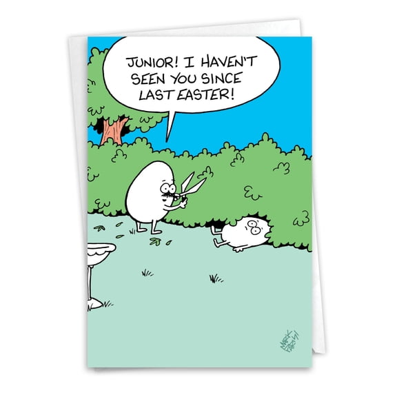 NobleWorks Funny Easter Greeting Card with 5 x 7 Inch Envelope (1 Card) Hidden Egg C10957EAG