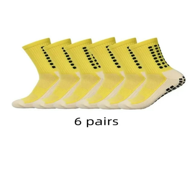 LNGOOR 6 Pairs Men‘s Non-Slip Football Socks Thickened Sweat Absorption Breathable Socks Crew Grip Socks Suitable For Football Baske