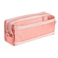 thumbnail image 3 of Mesh Zipper Pencil Pouch, Double Layer Transparent Exam Case, Large Capacity Stationery Organizer, for Students Back to School Supplies, Pink, 3 of 7