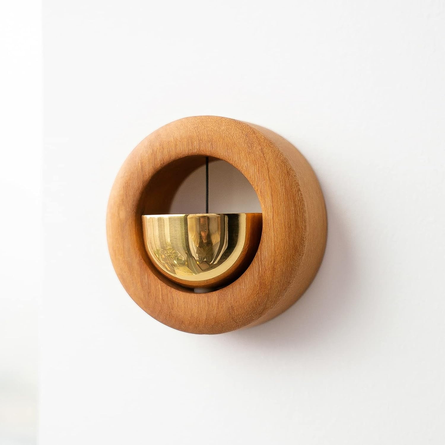 Shopkeepers Bell - Magnetic Attached Doorbell for Door Opening - Unique Office Ornament and Hanging Decoration for Business Entrance, Fridge Sticker and Barn Door (Golden Teak)