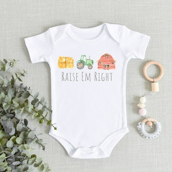 Raise Them Right Farm Baby Bodysuit, Cute Farm Baby Bodysuit, Country Baby Shower Gift, New Farm Help, Little Farmer Boy Cute Baby Onesie, BABY BODYSUIT LAT 4424