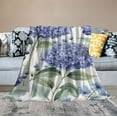 thumbnail image 2 of HENGT  Flannel Blanket Throw, Watercolor Hydrangea Spring Summer Flowers Floral Ultra Soft Warm Fluffy Plush Throw Blanket for Bed Couch Camping Decorative Throw, 2 of 6