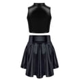 thumbnail image 2 of YONGHS Girls Metallic Crop Top with Pleated Skirt for Hip Hop Jazz Streetwear Dance Performance Party Black 10, 2 of 7