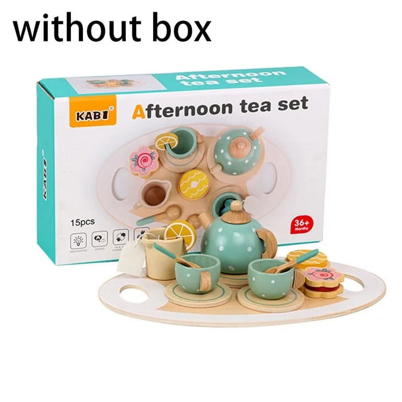 Wooden Court Style Tea Party Set Little Girls Pretend Play Food