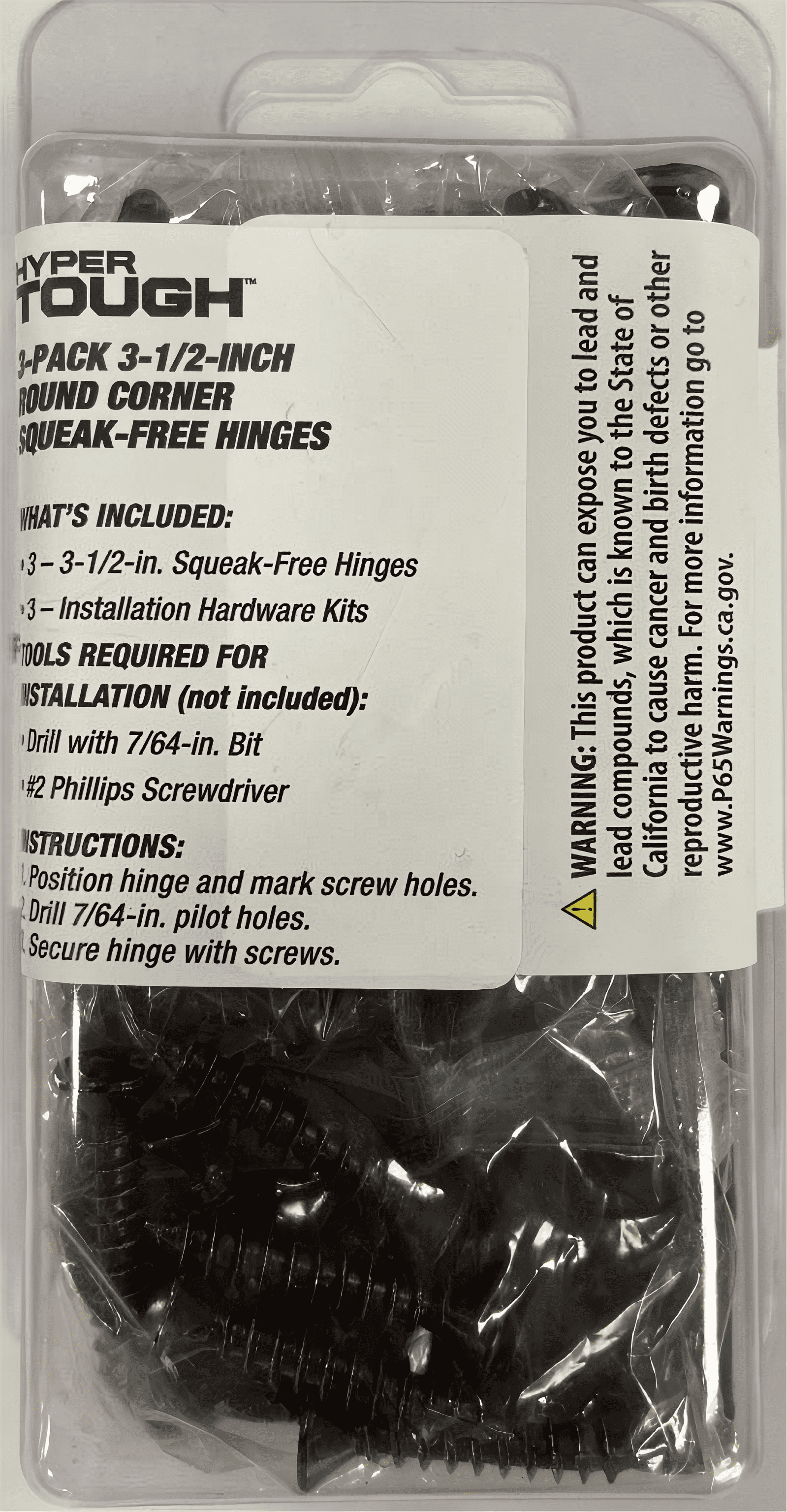 Hyper Tough 3-1/2 in. x 5/8 in. Black Squeak-Free Door Hinge, 3-Pack
