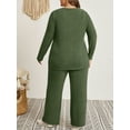 thumbnail image 3 of Cuteduck Womens Plus Size Two Piece Lounge Sets Long Sleeve Wide Leg Pants Homewear Pajamas Set with Pocket 1X-5X, 3 of 8