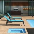 thumbnail image 3 of PURPLE LEAF Outdoor Chaise Lounge 3 Pieces Aluminum Patio Lounge Chair with Side Table and Wheels All Weather Outdoor Reclining Chair for Patio Pool Beach Sunbathing Chair, Turquoise Blue, 3 of 11