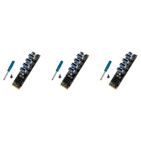 3X M.2 M-Key Pcie Expansion Cards M.2 to Pci-E X1 4 Port USB3.0 Graphics Card Expansion Adapter ASM1184E M.2 Adapter