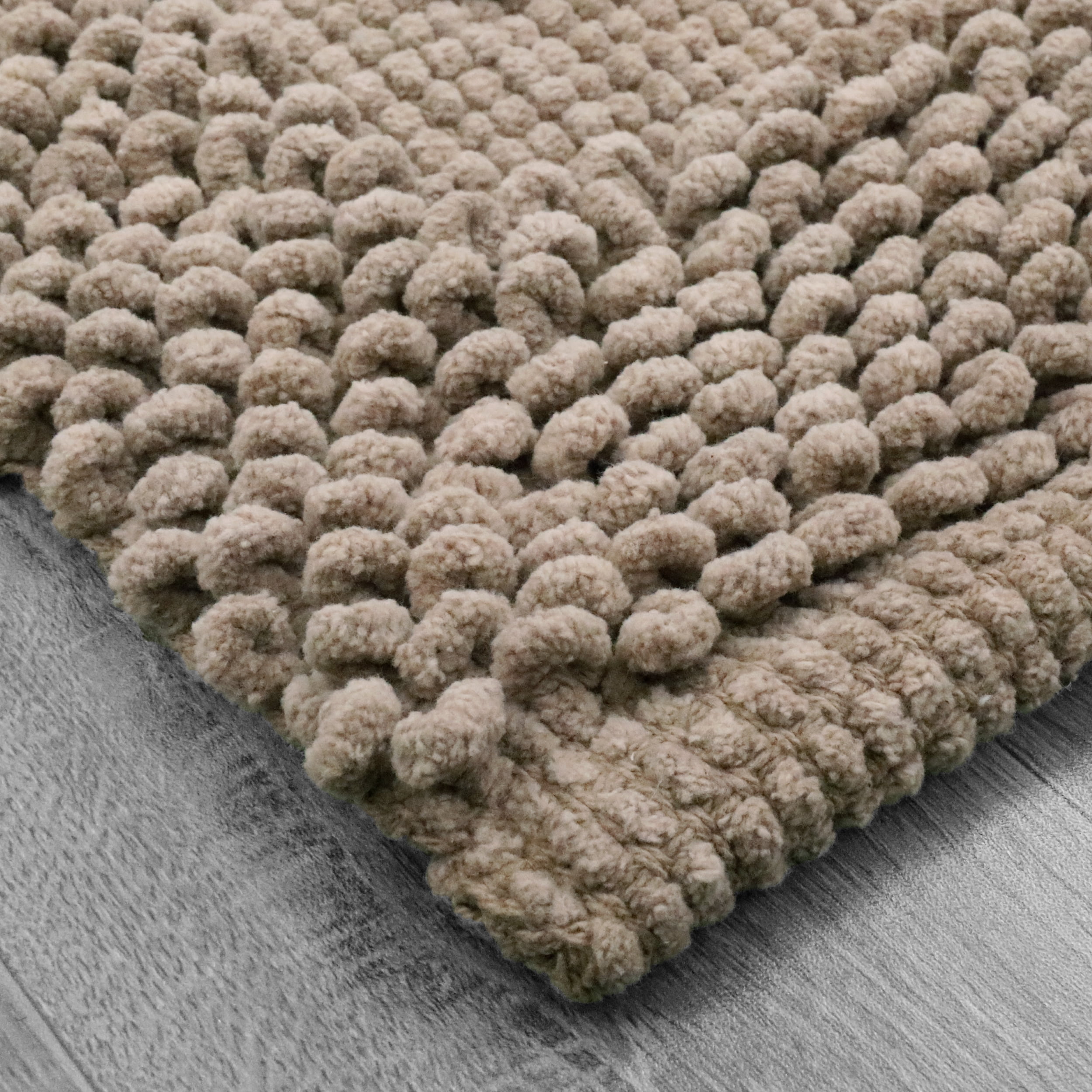 Jean Pierre New York Sophie Border 100% Cotton Non-Slip Bath Mat Set - Brown Cappuccino - 17x24/20x32