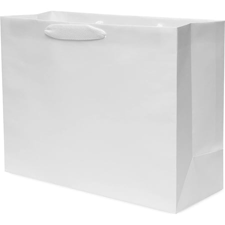 Prime Line Packaging Large PB Twill White Paper Shopping Bags 25 Pack - 16x6x12