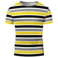 thumbnail image 3 of Mens Shirts Plus Size under $5 Short Sleeve Stripe Round-Neck Casual Print Sports T-shirt Pullover Tops Solid Basic Tee Yellow XXL, 3 of 3