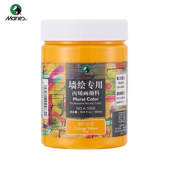 Professional Acrylic Paint 500ml (16.9Fl Oz Bottles)-Orange Yellow,Non Toxic Acrylic Paint No Fading Rich Pigment for Adults Artists Canvas Crafts Wood Painting,Large Surface Coverage