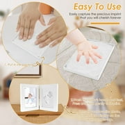 Keyohome Baby Footprint Kit,Newborn Footprint Frame,Wooden Newborn Keepsake Frame,Diy Baby Hand Print Kit for Boys Girls,White
