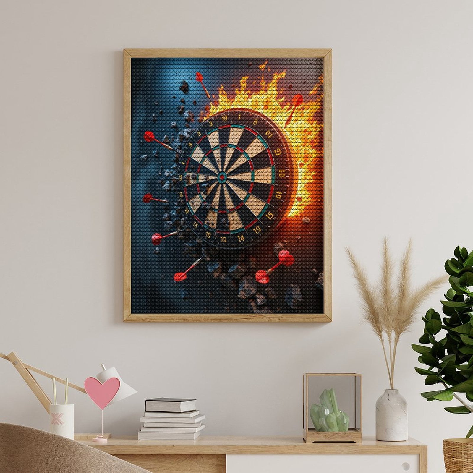 Diamond Art Kits for Adults, Dartboard Flames Impact Rocks Arrows 5D Diamond Painting Kits for Adults Beginners, DIY Full Drill Diamond Painting, Gem Art and Crafts 12x16