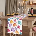 thumbnail image 2 of Colorful Love Heart 120 Inch Table Runner, Modern Art Teal Purple Red Farmhouse Dresser Scarf Cotton & Linen Tablerunner for Dining/Kitchen Island/Holiday Party Décor 13" x 120", 2 of 9