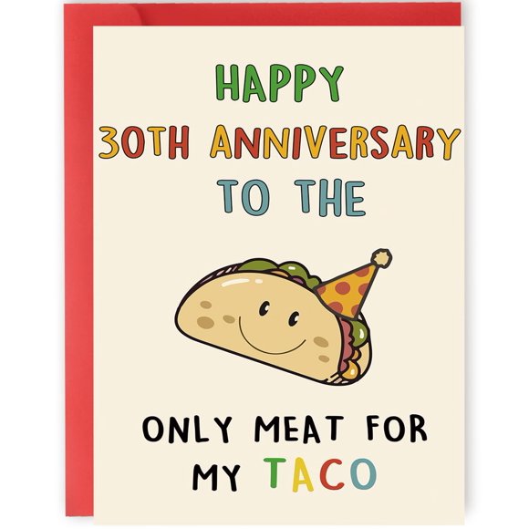 Tarjeta de felicitación OJsensai para 30.º aniversario con diseño de taco