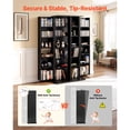 thumbnail image 4 of KFFKFF 6-Tier Media Storage Cabinet, 24.02 x 14.49 x 50 in Organizer for CDs, DVDs, Books, Games, Ideal for Living Room, Home Office, or Recording Room, Black, 4 of 9
