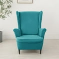 thumbnail image 2 of CHUNTIAN Stretch Wingback Chair Covers, 2 Piece Wing Chair Slipcovers Soft Velvet Armchair Covers with Elastic Bottom for Living Room Bedroom (Turquoise), 2 of 5