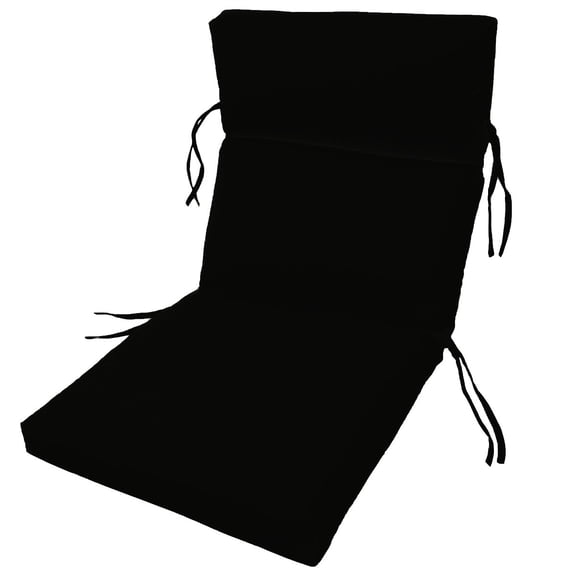 SUNBRELLA OUTDOOR CHANNELED CHAIR CUSHIONS 22W x 44L x 3H Hinge at 24" in Raven Black by Comfort Classics Inc.