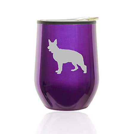 

Stemless Wine Tumbler Coffee Travel Mug Glass with Lid German Shepherd (Royal Purple)