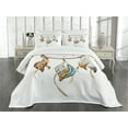 thumbnail image 3 of Ambesonne Feather Quilted Bedspread Set 3 Pcs, Watercolor, Queen Size, Brown Blue Grey, 3 of 5