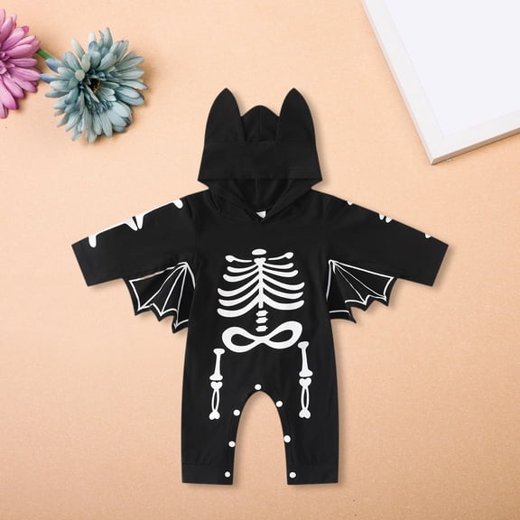 EnJoCho Baby Bat Jumpsuit with Hood, Halloween Jumpsuit for Baby Kidss, My First Cos play Romper, Soft Unisex Playsuit for 0-12 Months Boys Girls