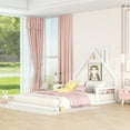 thumbnail image 2 of Bellemave Full Size Wood Floor Bed with House-shaped Headboard,Full Bed Frame for Kids,Montessori Floor Bed with Rails for Girls Boys (Full,White), 2 of 10