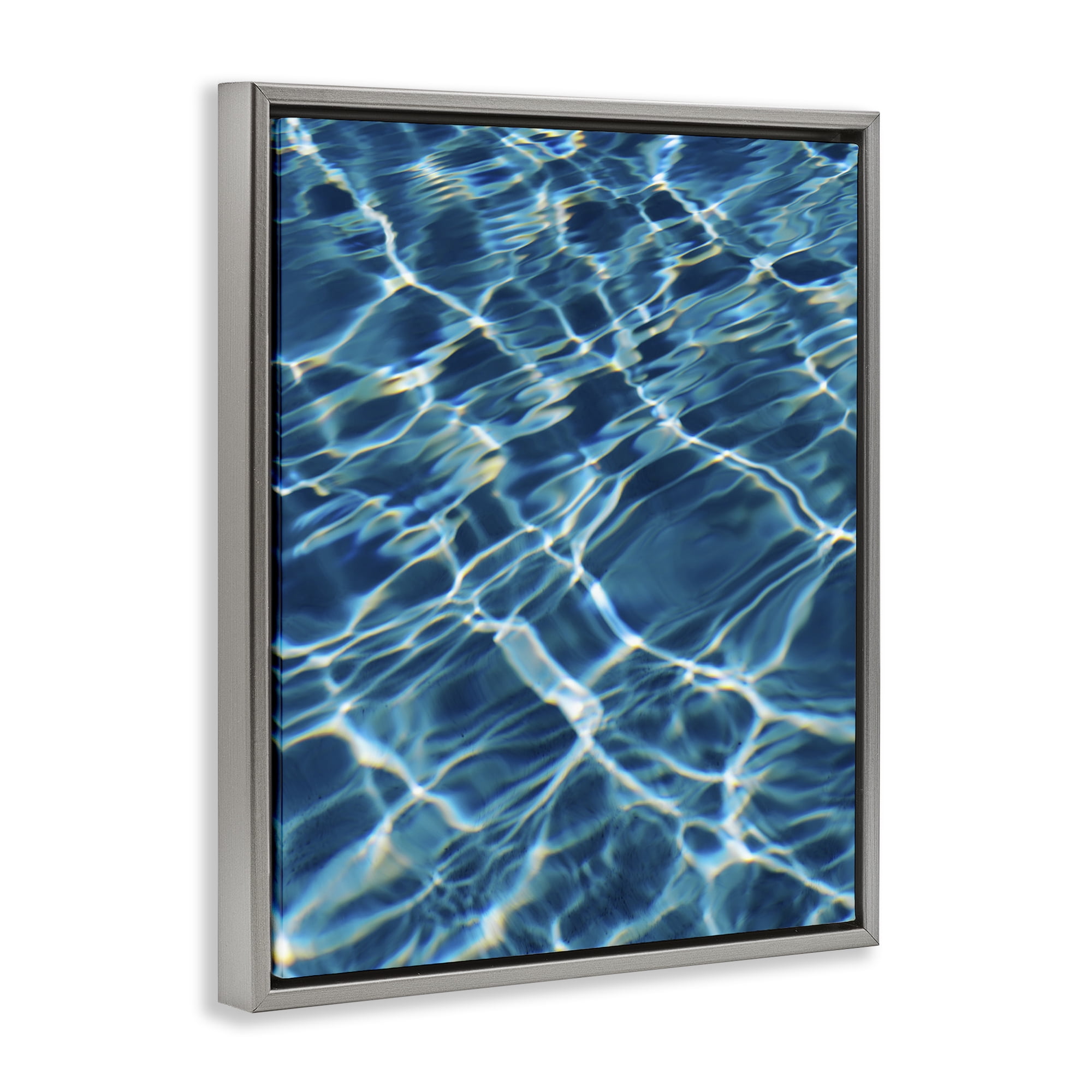 Stupell Industries Summer Pool Ripples Abstract Painting Gray Floater Framed Canvas Art Print Wall Art, 25 x 31