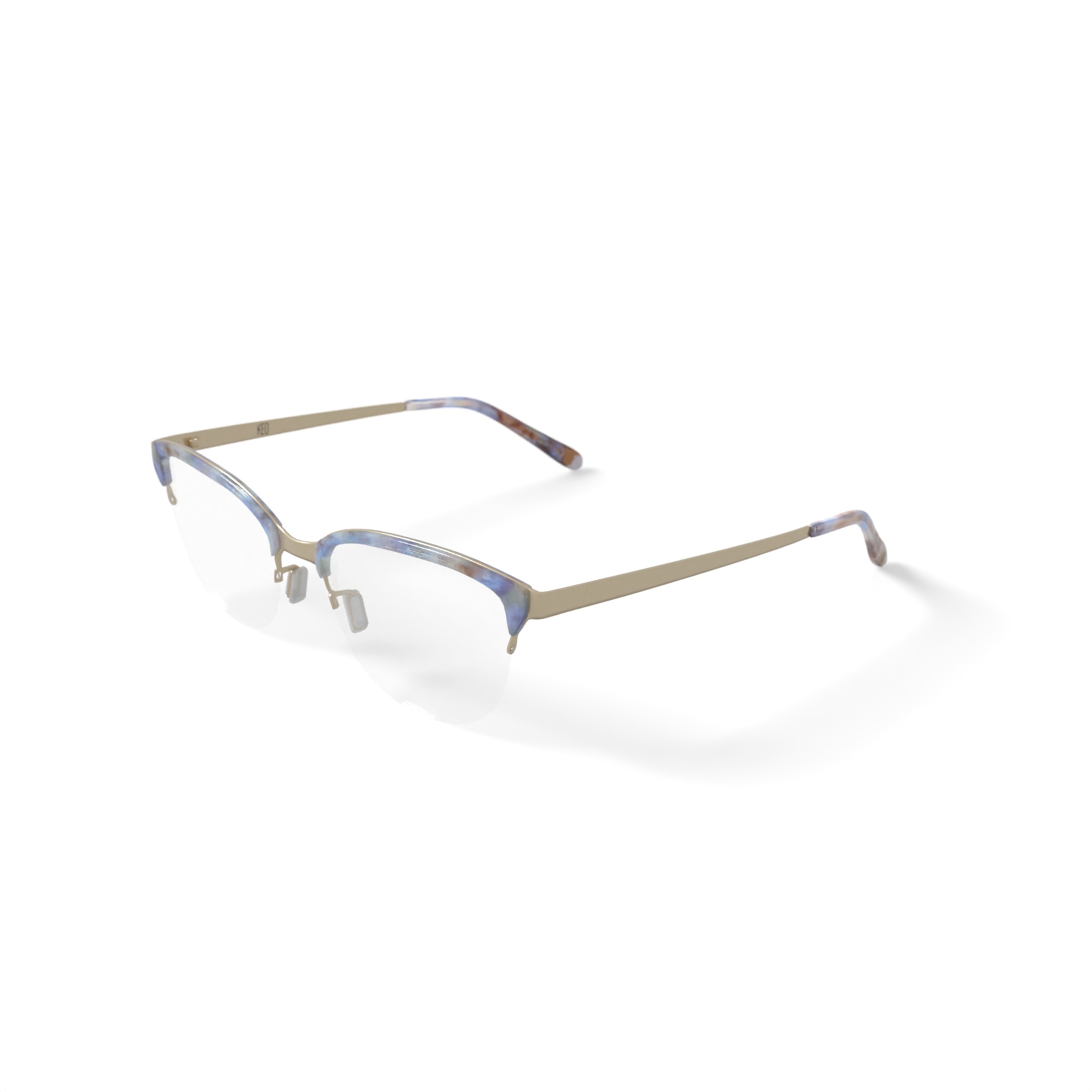 Keo Women’s Kaydi Cat Eye Prescription Eyeglasses with Case, Gold-Tone Blue Tortoise